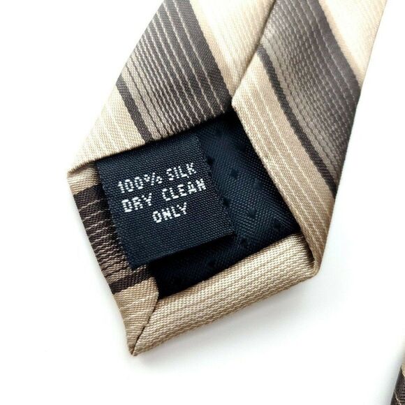 Pierre Cardin Brown Striped Short Silk Tie - Picture 4 of 6